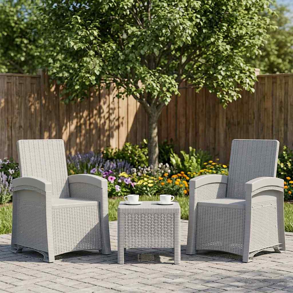 Ligstoel in rietenlook 2 pcs Wit PP