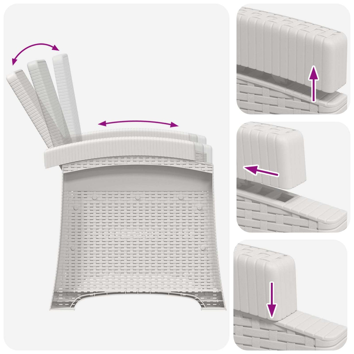 Ligstoel in rietenlook 2 pcs Wit PP
