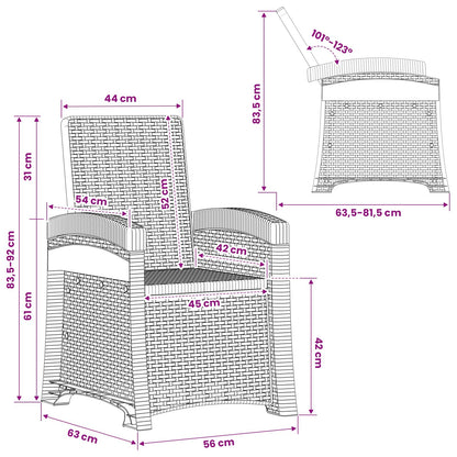 Ligstoel in rietenlook 2 pcs Wit PP
