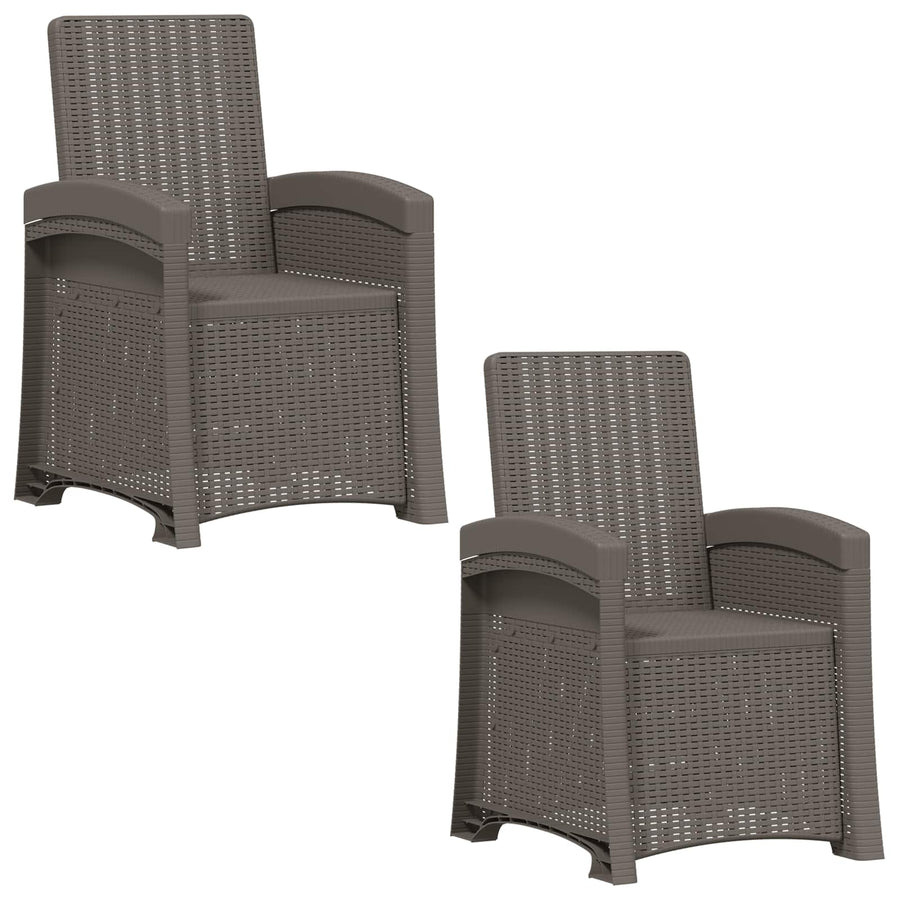 Ligstoel in rietenlook 2 pcs Lichtgrijs PP