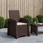 Ligstoel rietenlook bruin crèmekleurig PP 56x63x92 cm