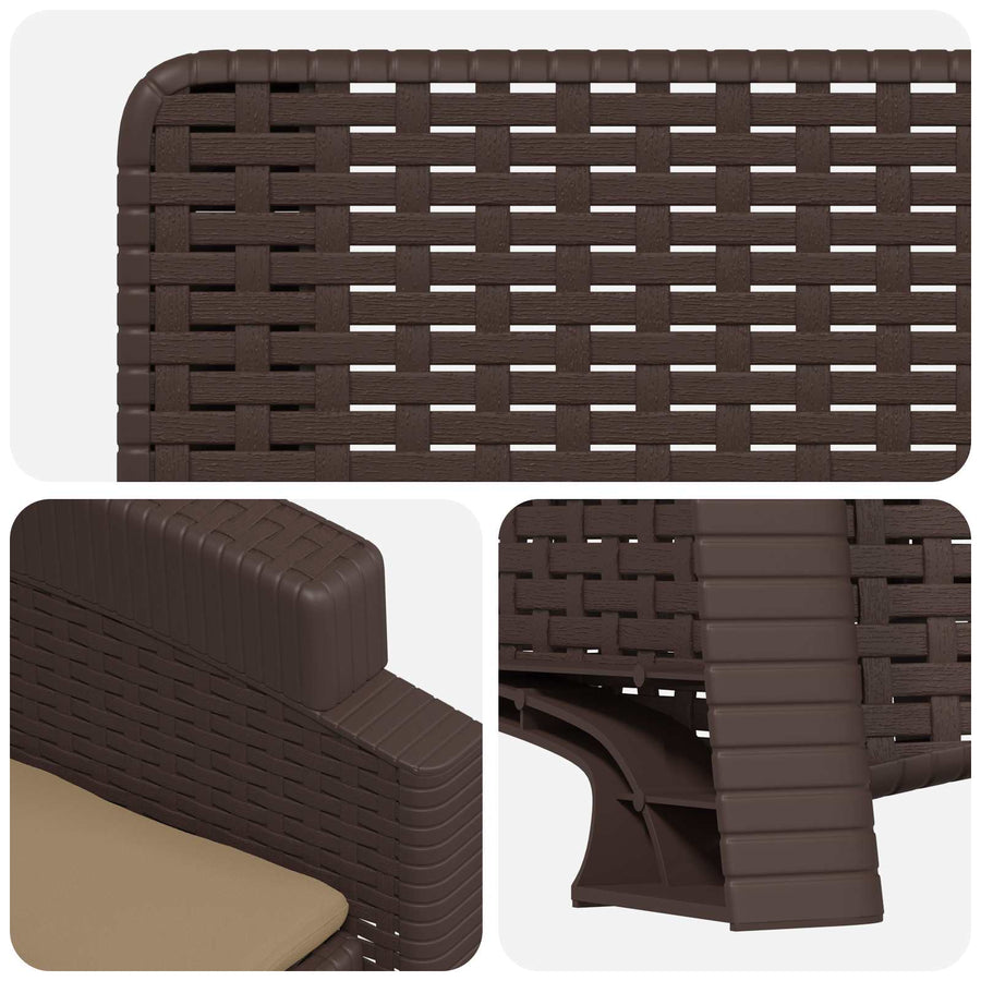 Ligstoel in rietenlook Bruin en Taupe PP