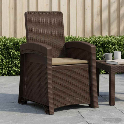 Ligstoel in rietenlook Bruin en Taupe PP