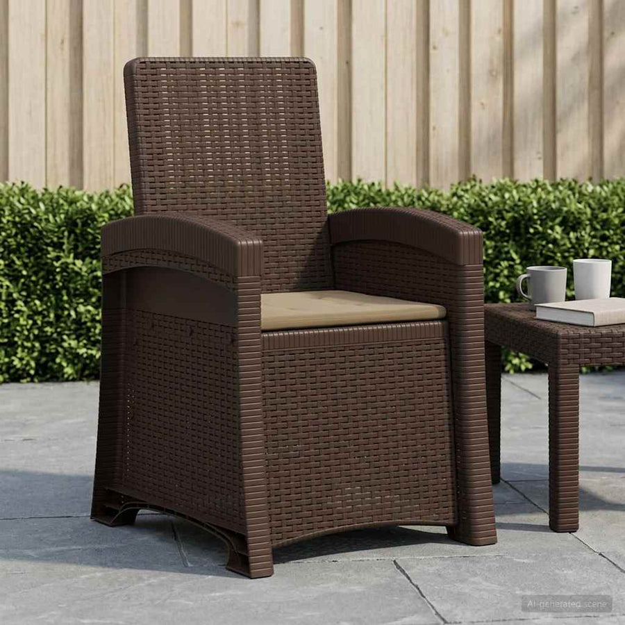 Ligstoel in rietenlook Bruin en Taupe PP
