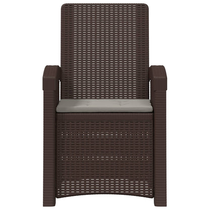 Ligstoel in rietenlook Bruin en lichtgrijs PP