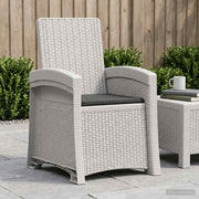 Ligstoel rietenlook wit antraciet PP 56x63x92 cm