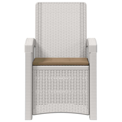Ligstoel in rietenlook Wit en Taupe PP