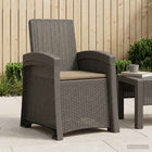 Ligstoel rietenlook lichtgrijs taupe PP 56x63x92 cm