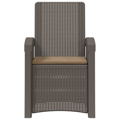 Ligstoel in rietenlook Lichtgrijs en Taupe PP