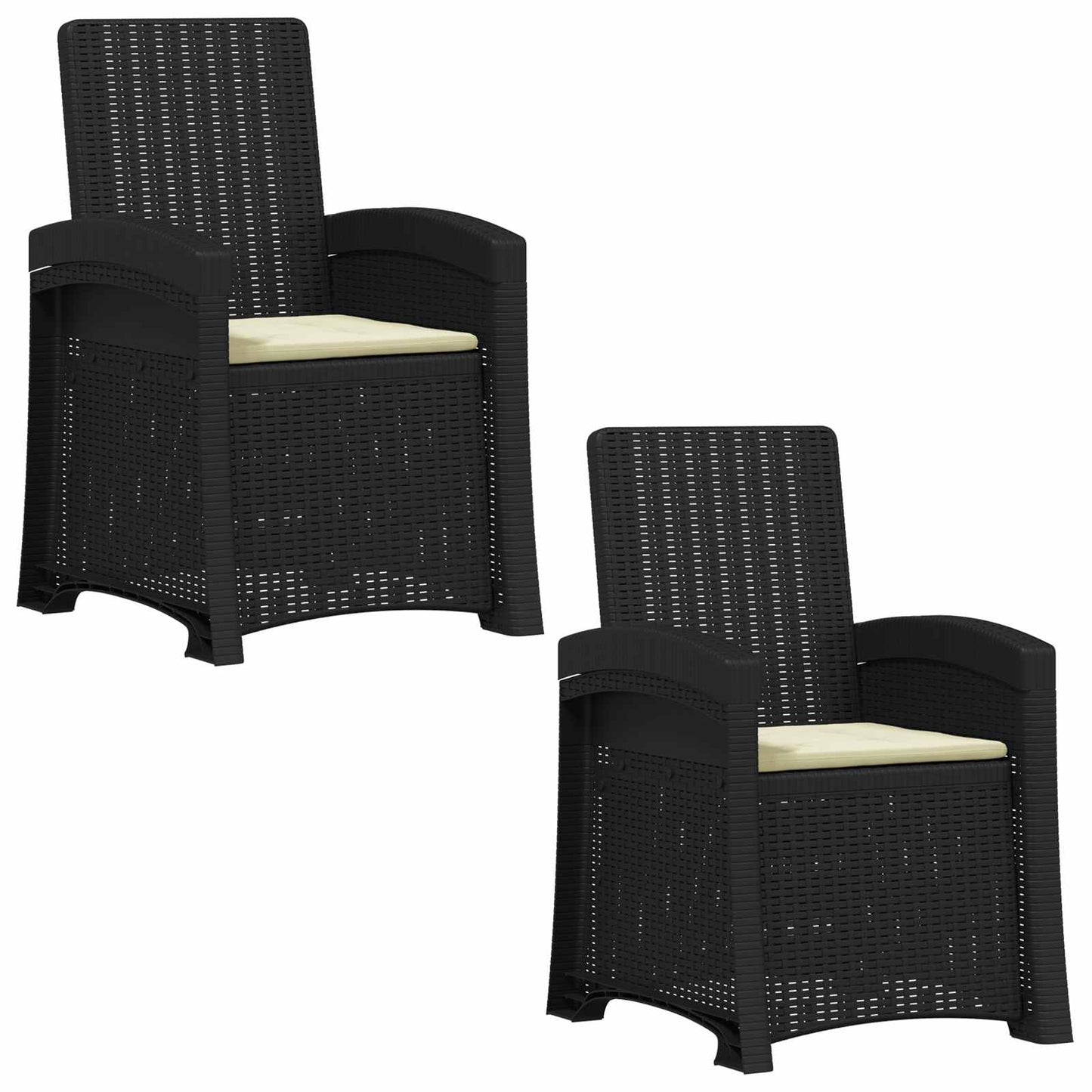 Ligstoel in rietenlook 2 pcs Antraciet- en crèmekleurig PP