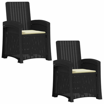 Ligstoel in rietenlook 2 pcs Antraciet- en crèmekleurig PP
