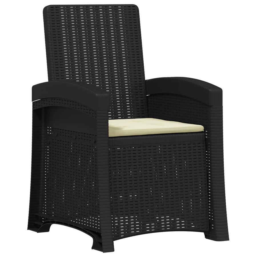 Ligstoel in rietenlook 2 pcs Antraciet- en crèmekleurig PP