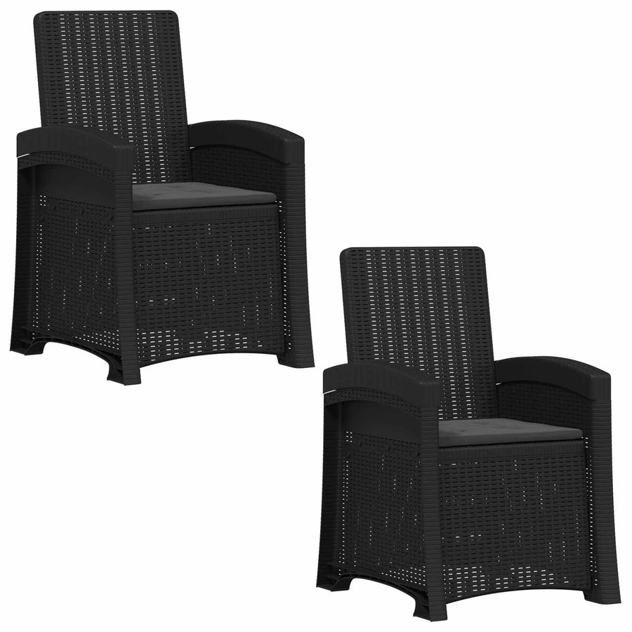 Ligstoel in rietenlook 2 pcs Antracietkleurig PP