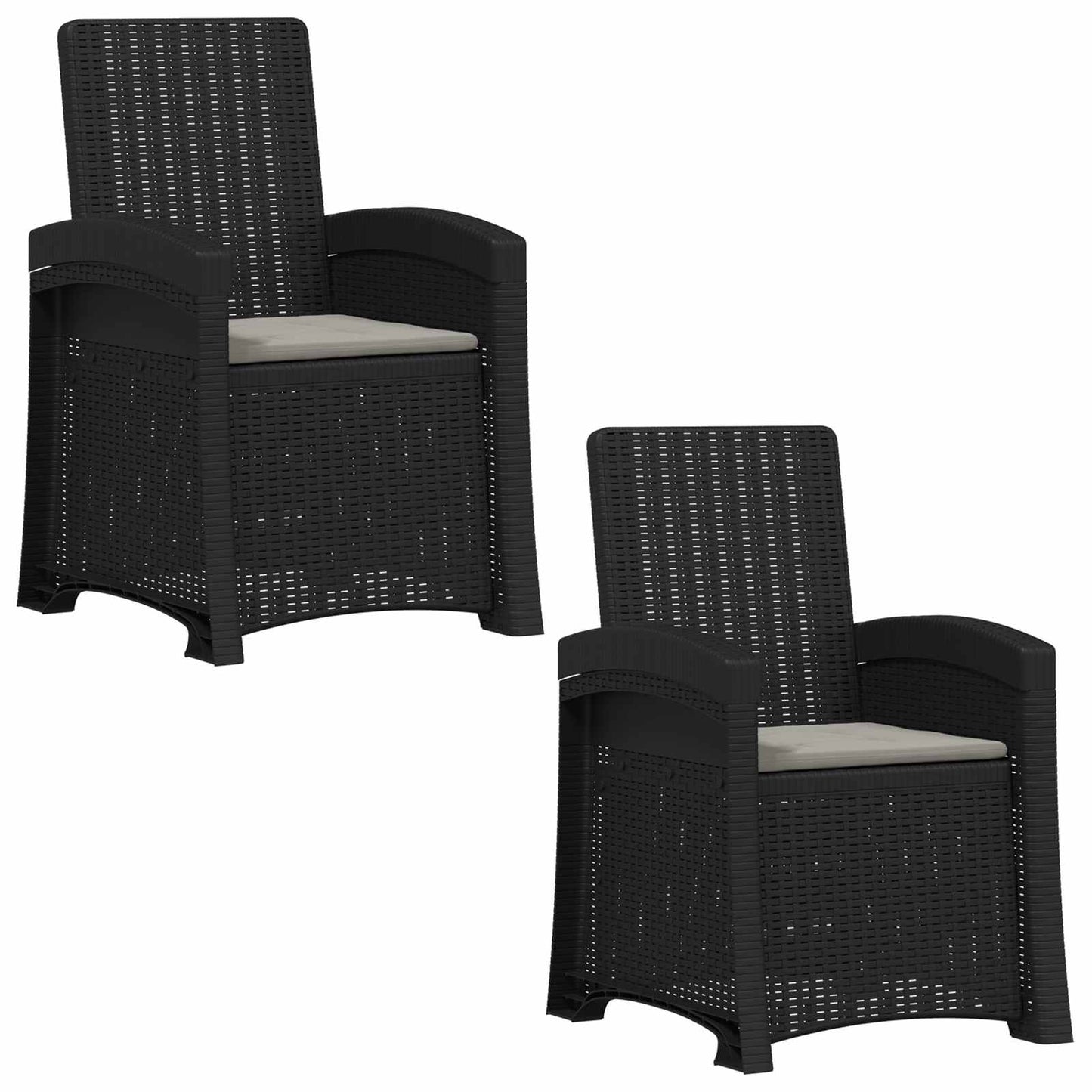 Ligstoel in rietenlook 2 pcs Anthraciet en Lichtgrijs PP