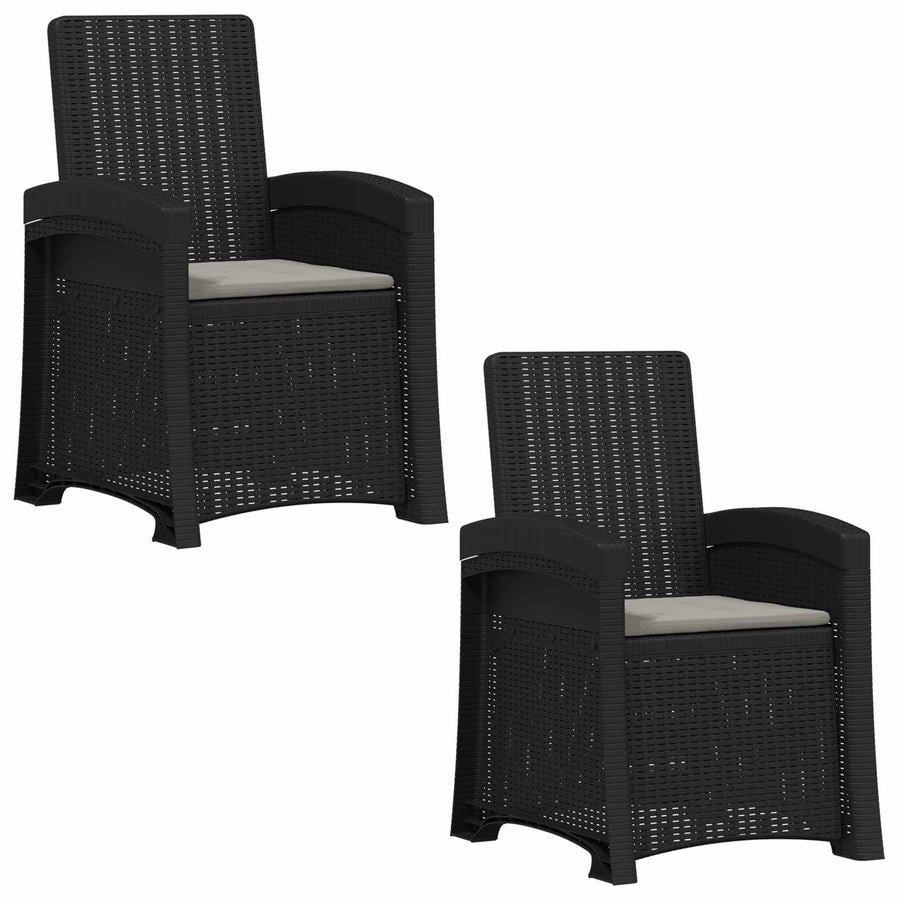 Ligstoel in rietenlook 2 pcs Anthraciet en Lichtgrijs PP
