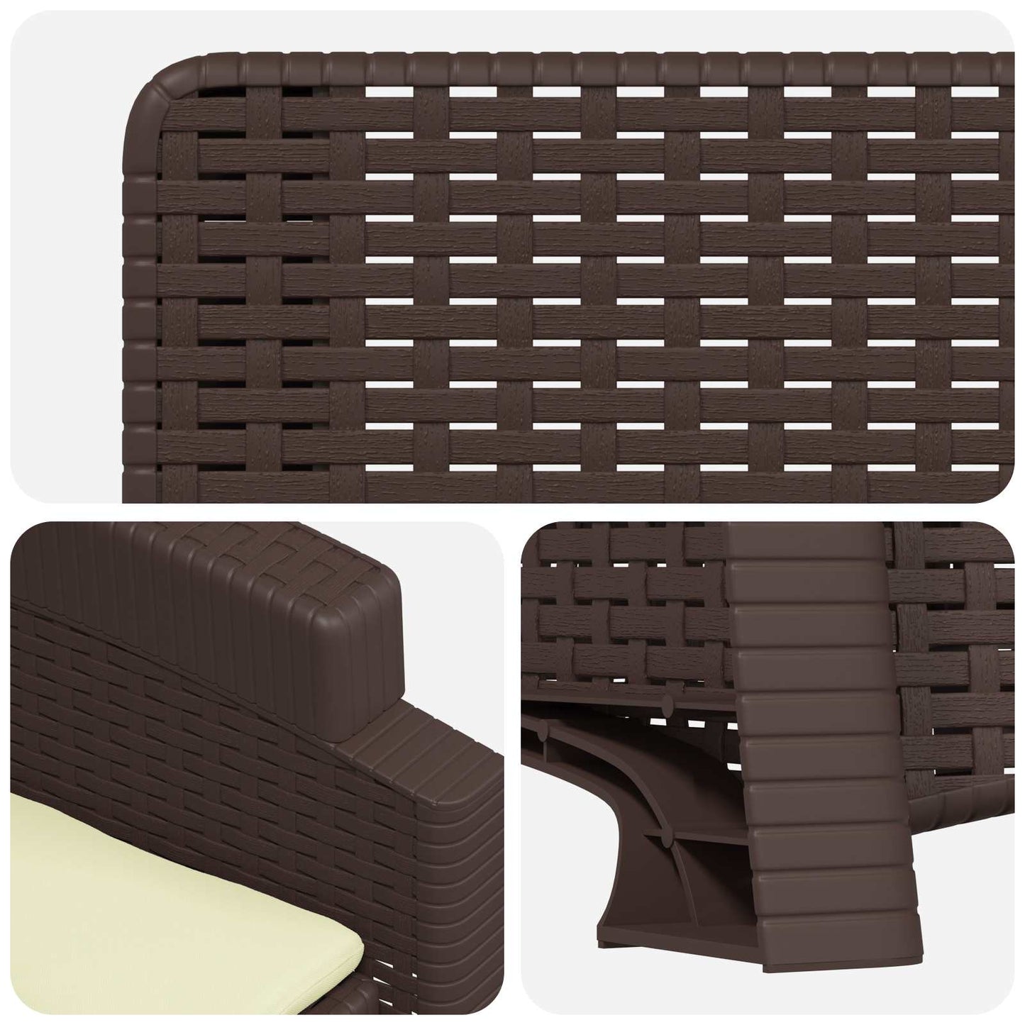 Ligstoel in rietenlook 2 pcs Bruin en crèmekleurig PP