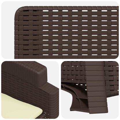 Ligstoel in rietenlook 2 pcs Bruin en crèmekleurig PP