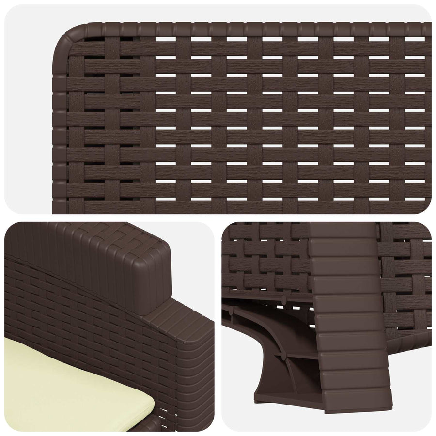 Ligstoel in rietenlook 2 pcs Bruin en crèmekleurig PP