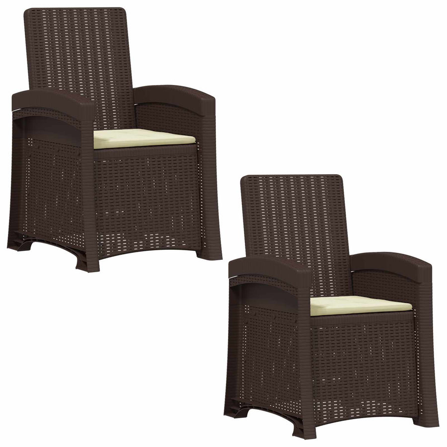Ligstoel in rietenlook 2 pcs Bruin en crèmekleurig PP