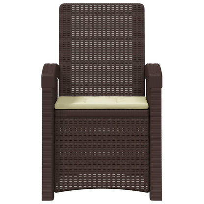 Ligstoel in rietenlook 2 pcs Bruin en crèmekleurig PP
