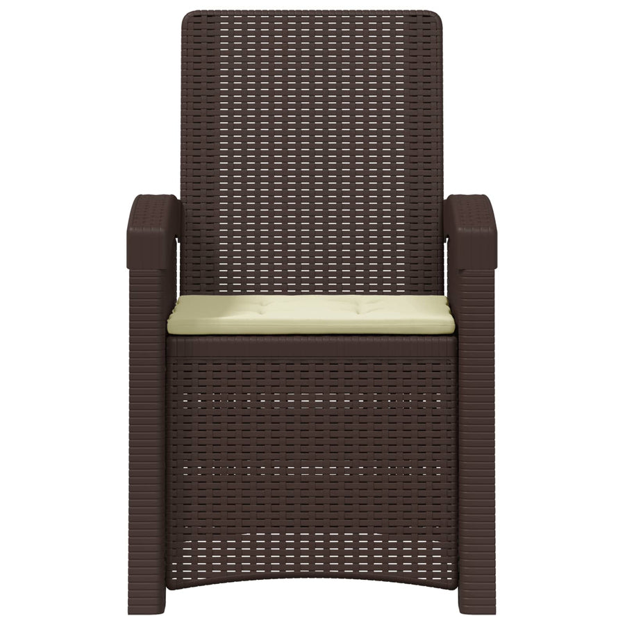 Ligstoel in rietenlook 2 pcs Bruin en crèmekleurig PP