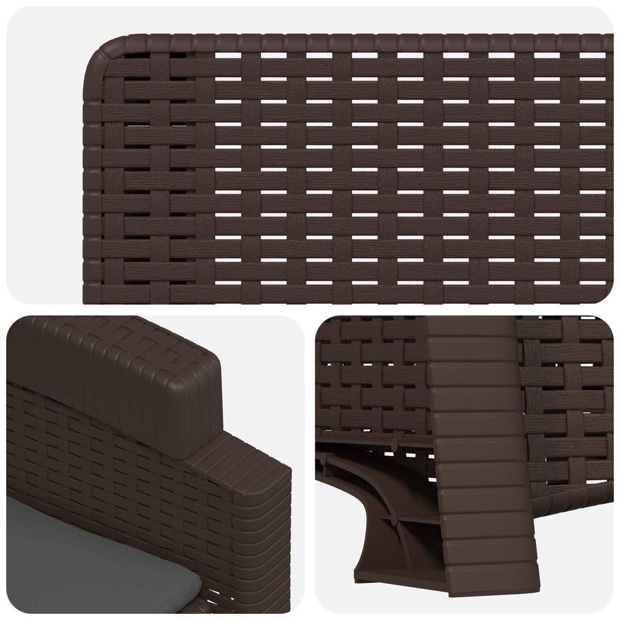 Ligstoel in rietenlook 2 pcs Bruin en antracietkleurig PP
