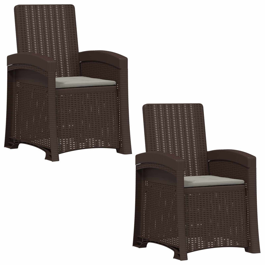 Ligstoel in rietenlook 2 pcs Bruin en lichtgrijs PP