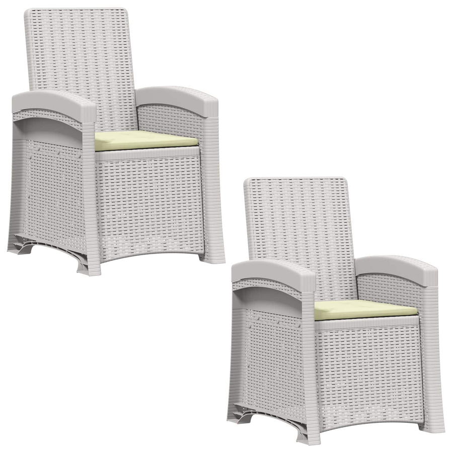Ligstoel in rietenlook 2 pcs Wit en crèmekleurig PP