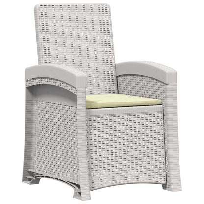 Ligstoel in rietenlook 2 pcs Wit en crèmekleurig PP