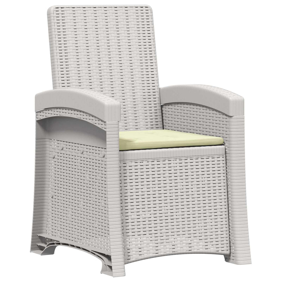 Ligstoel in rietenlook 2 pcs Wit en crèmekleurig PP