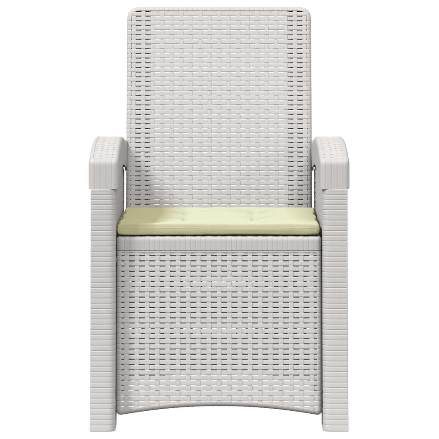 Ligstoel in rietenlook 2 pcs Wit en crèmekleurig PP