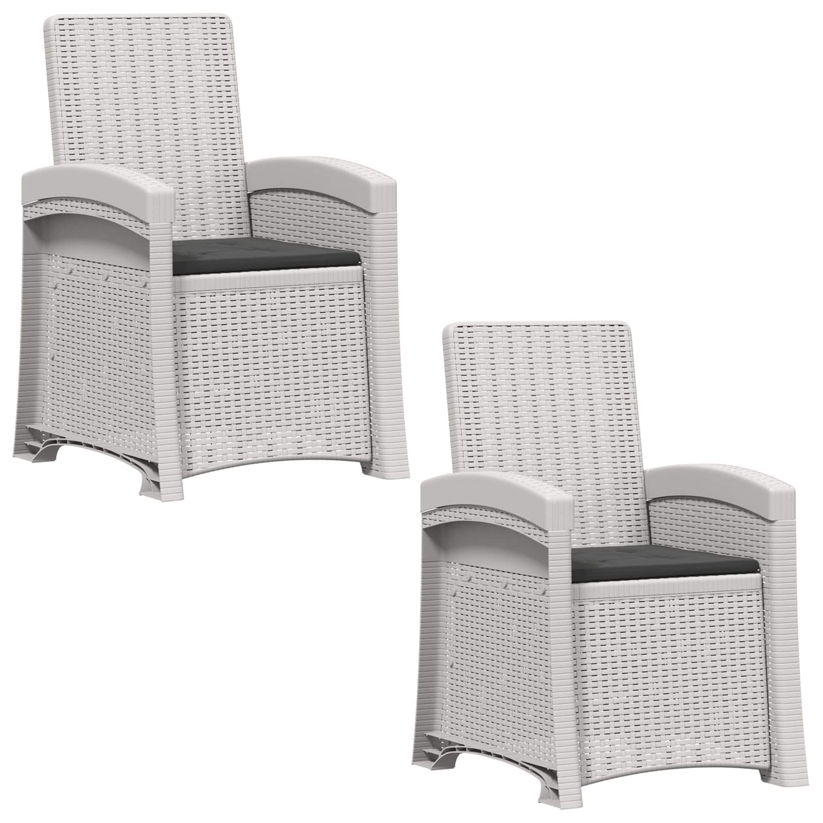 Ligstoel in rietenlook 2 pcs Wit en antracietkleurig PP