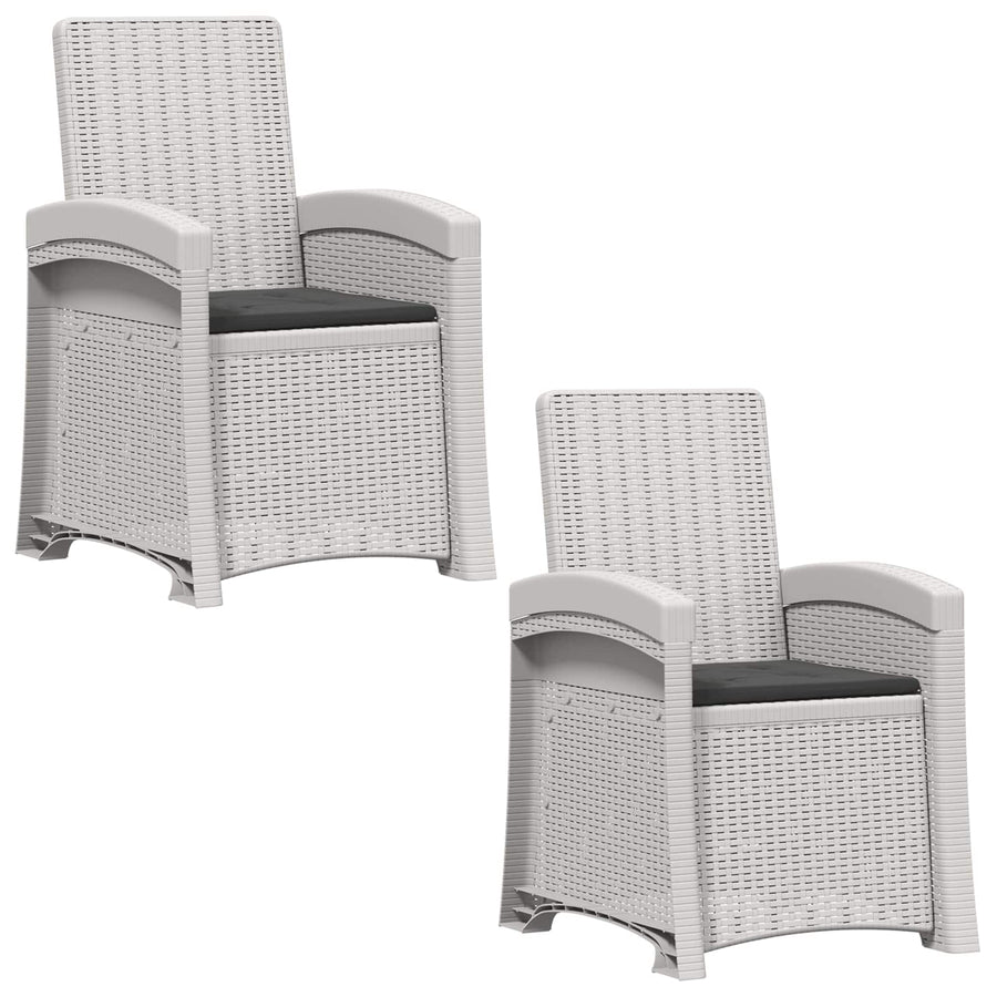 Ligstoel in rietenlook 2 pcs Wit en antracietkleurig PP