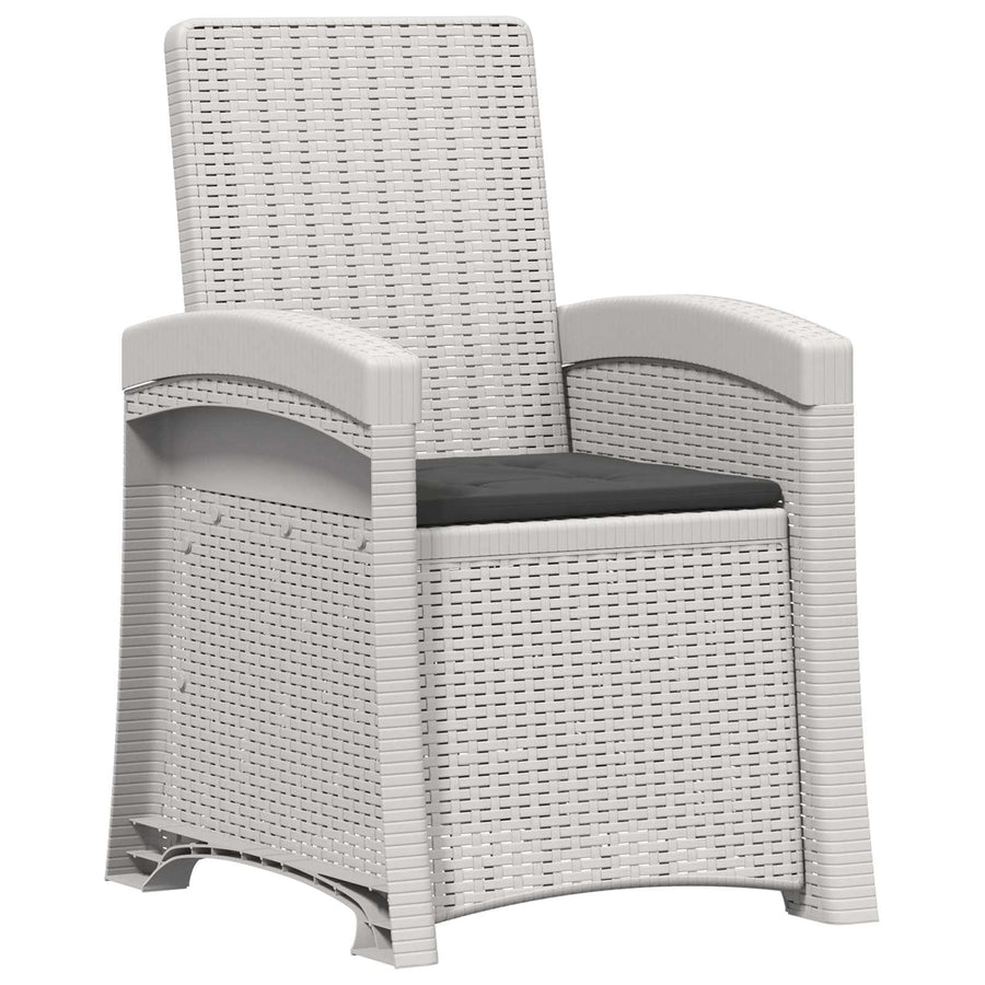 Ligstoel in rietenlook 2 pcs Wit en antracietkleurig PP