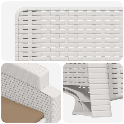 Ligstoel in rietenlook 2 pcs Wit en Taupe PP