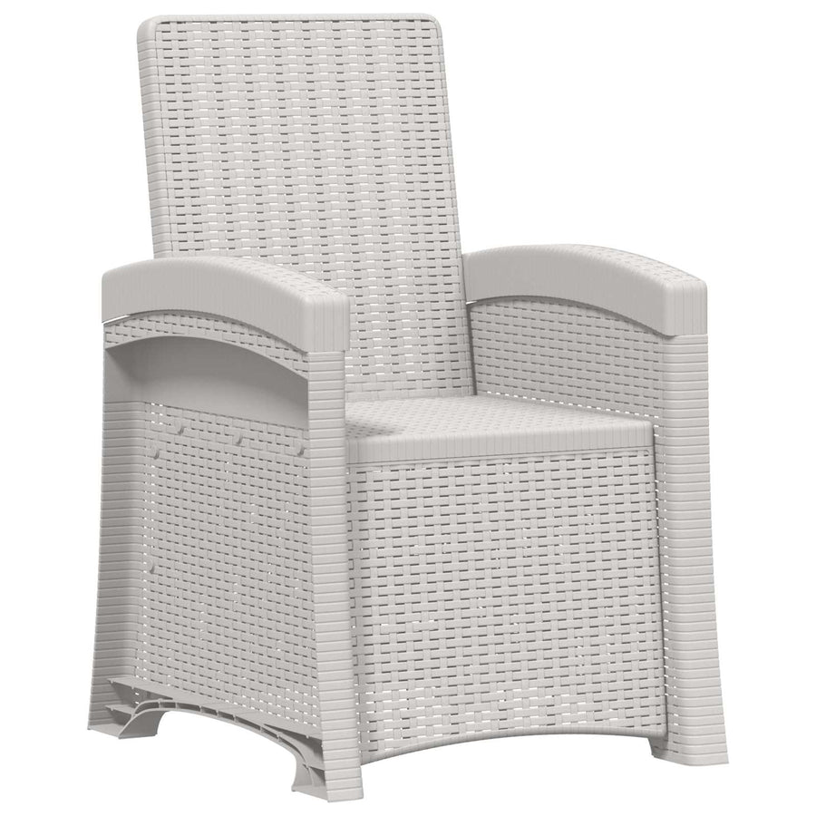 Ligstoel in rietenlook 2 pcs Wit en Taupe PP