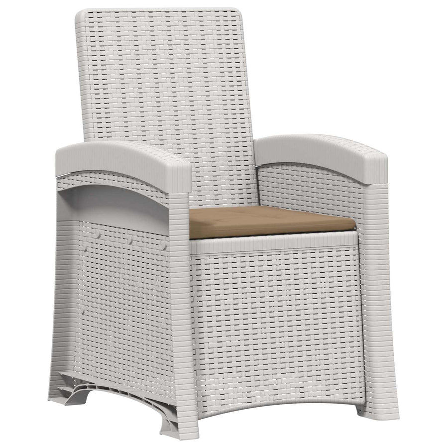Ligstoel in rietenlook 2 pcs Wit en Taupe PP