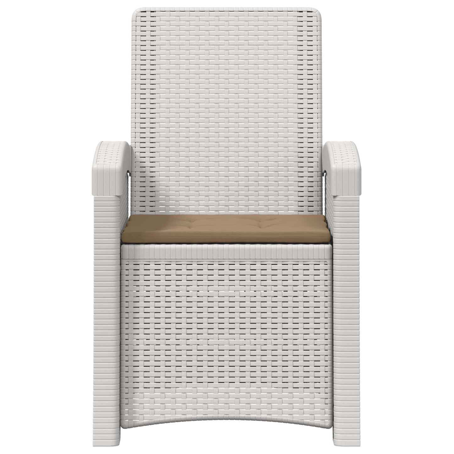 Ligstoel in rietenlook 2 pcs Wit en Taupe PP