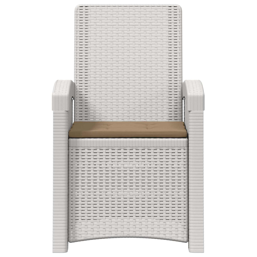 Ligstoel in rietenlook 2 pcs Wit en Taupe PP