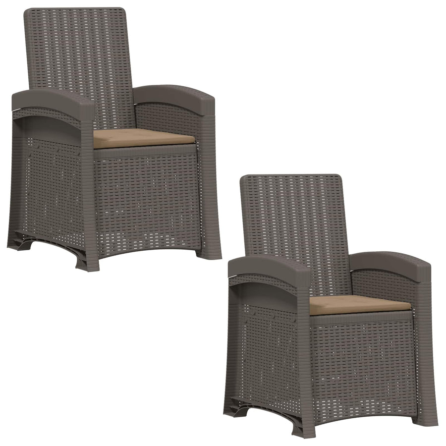 Ligstoel in rietenlook 2 pcs Lichtgrijs en Taupe PP