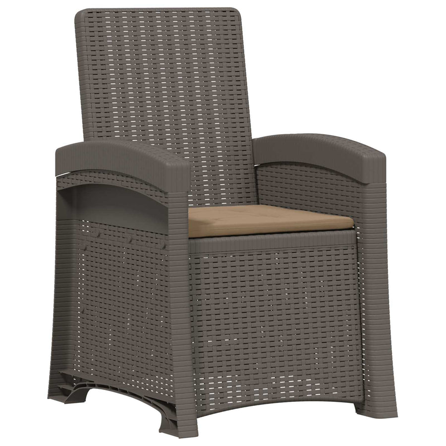 Ligstoel in rietenlook 2 pcs Lichtgrijs en Taupe PP