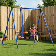 Schommelframe met glijbaan 213x185x185 cm blauw groen oranje