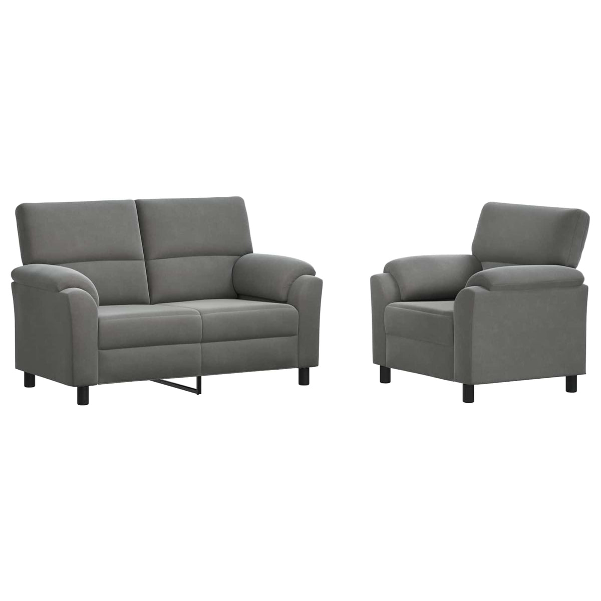 Bankstel 2 pcs Donkergrijs fluweel