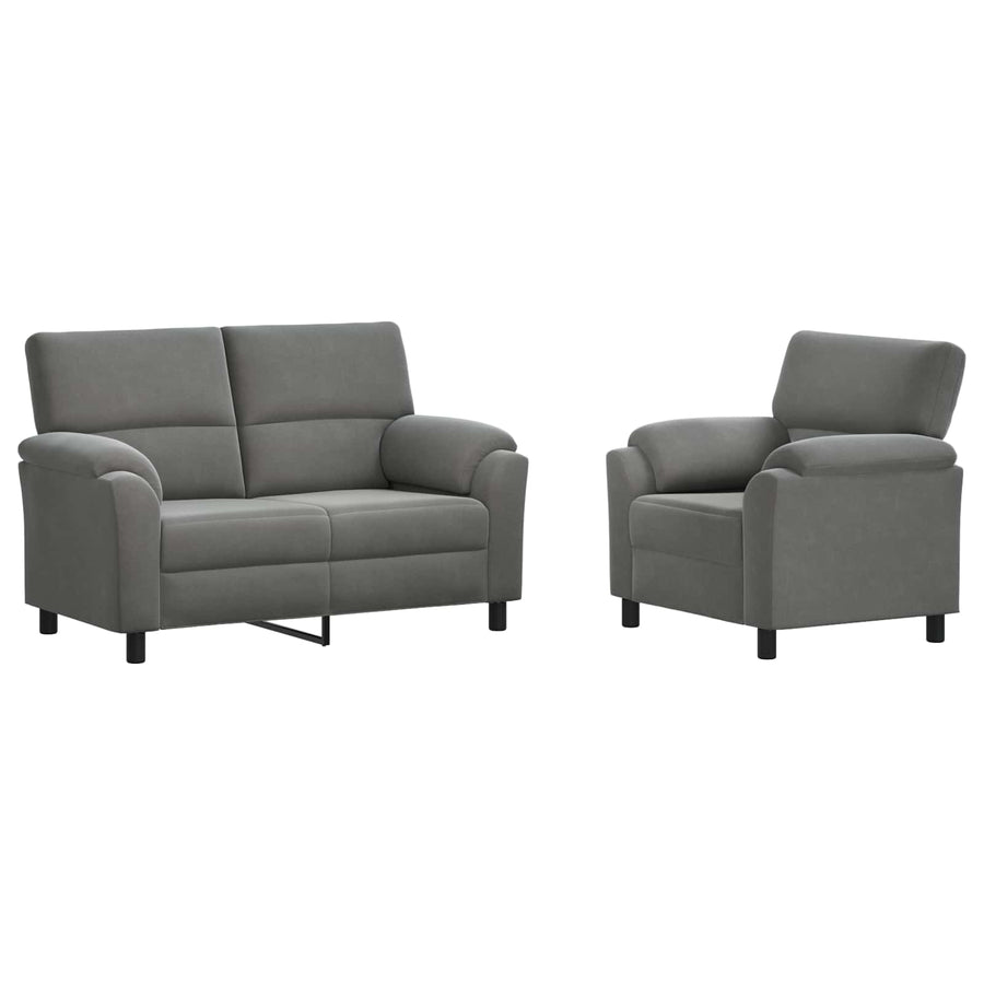Bankstel 2 pcs Donkergrijs fluweel