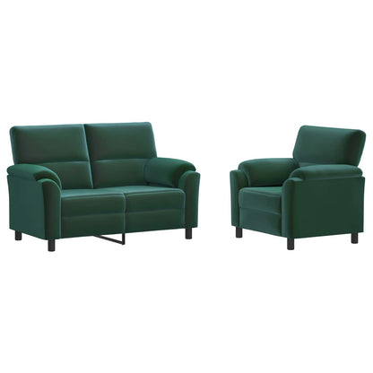 Bankstel 2 pcs Donkergroen fluweel