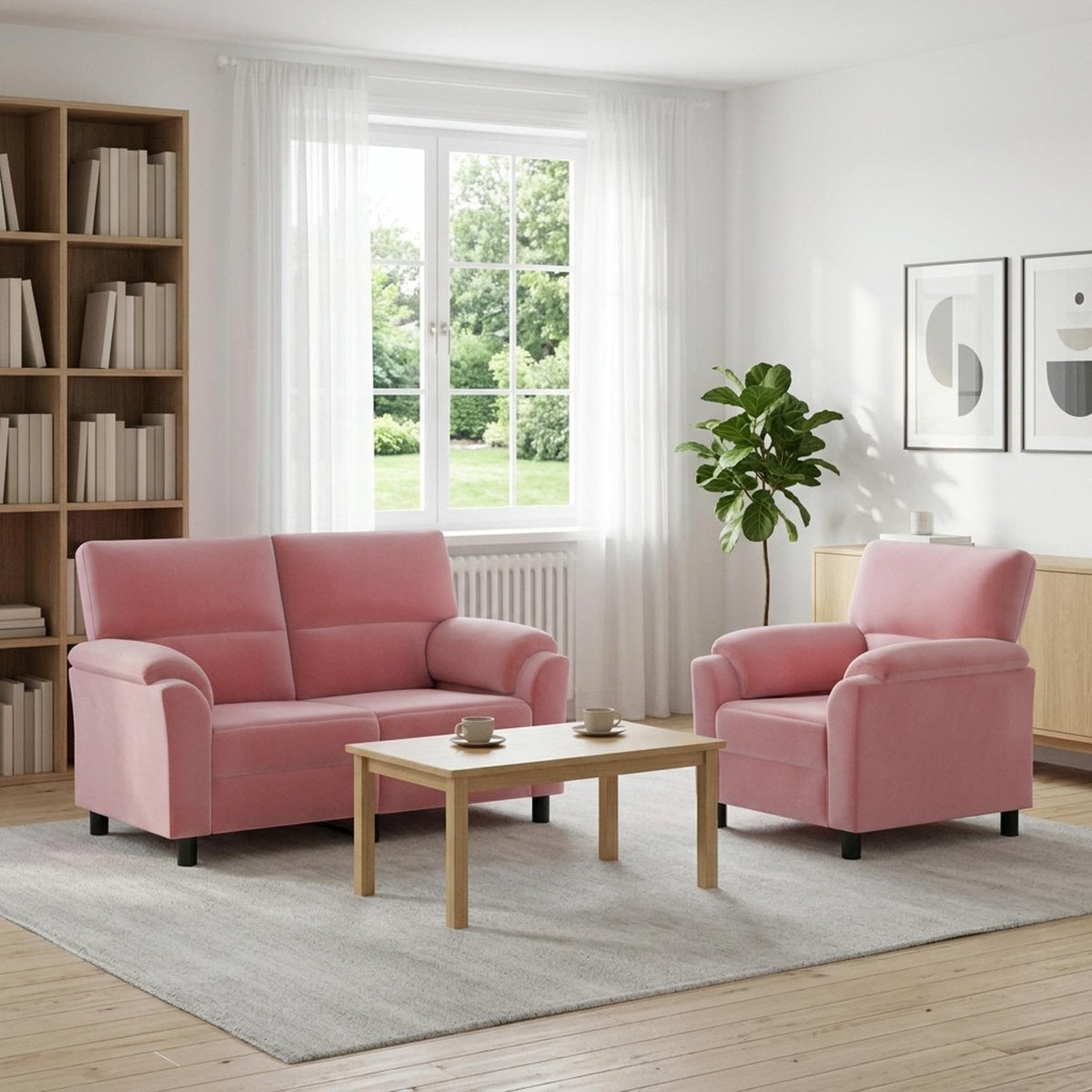 Bankstel 2 pcs Roze fluweel