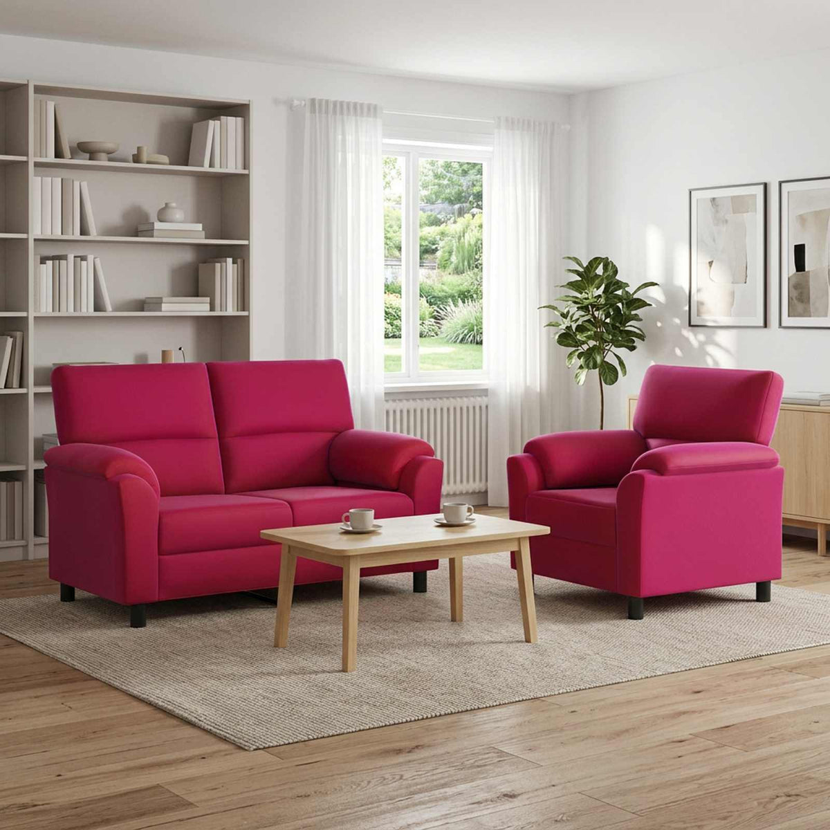 Bankstel 2 pcs Wijnrood fluweel