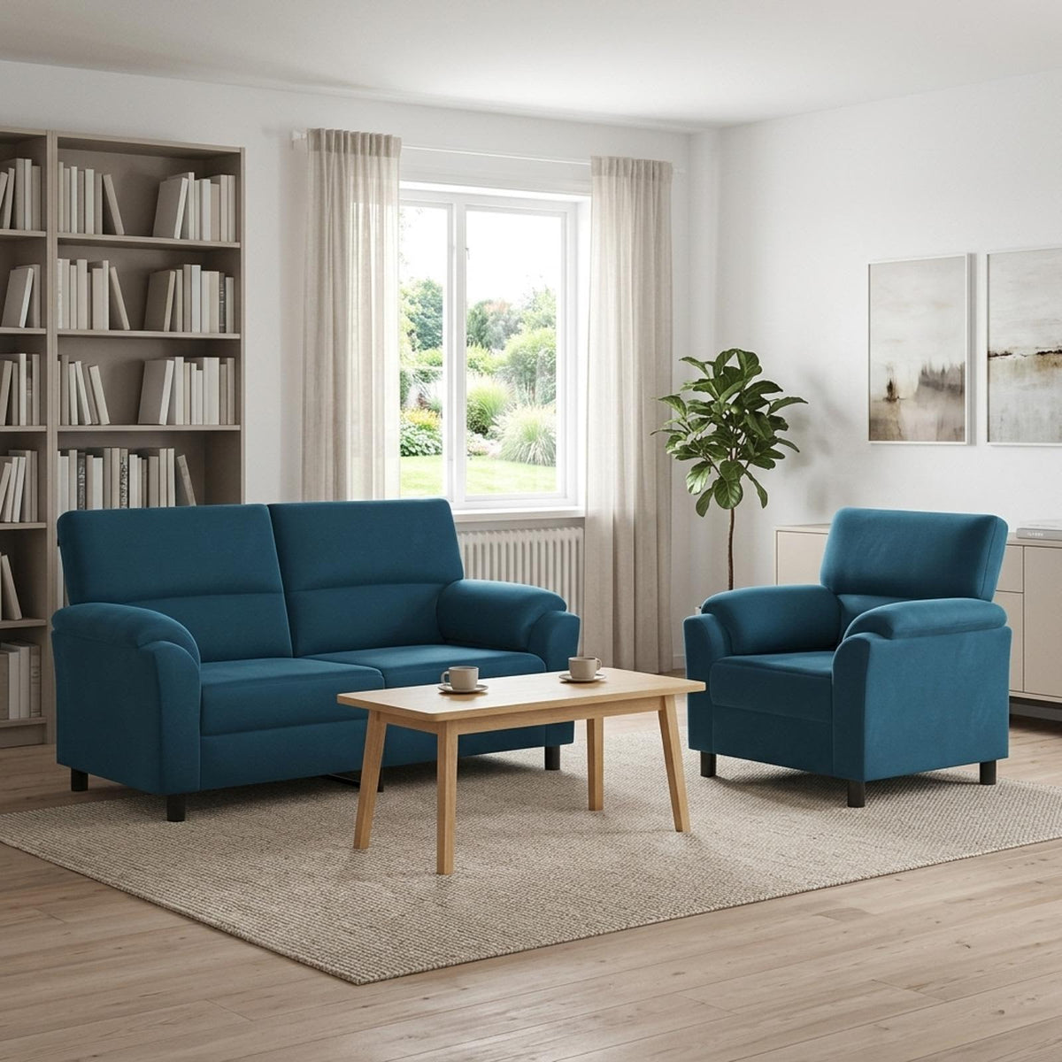 Bankstel 2 pcs Blauw fluweel