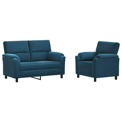 Bankstel 2 pcs Blauw fluweel