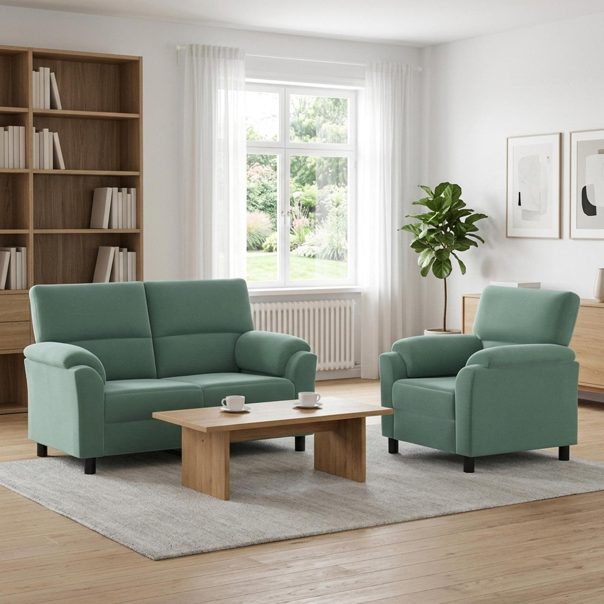 Bankstel 2 pcs Zeegroen fluweel